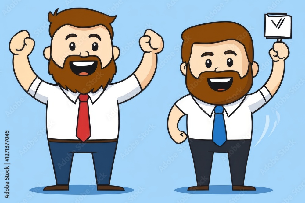 A chibi-style business manager giving a motivational speech to employees A chibi-style business manager giving a motivational speech to employees