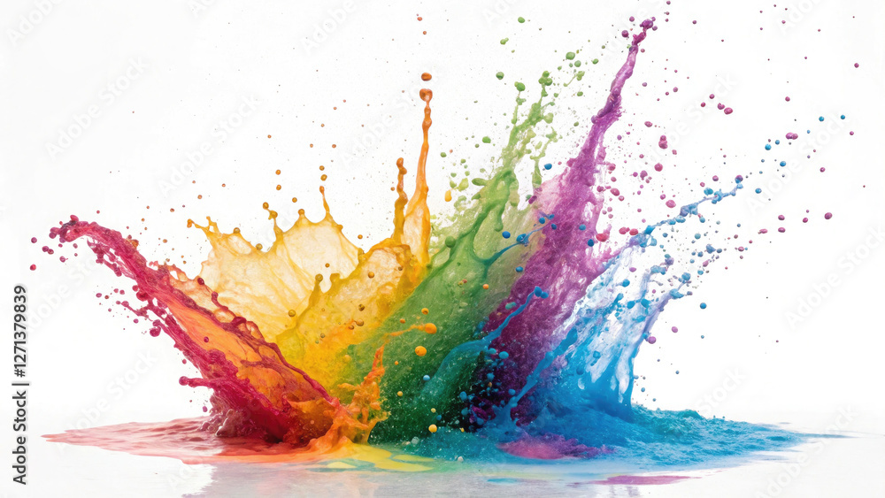 Fototapeta premium colorful water splash isolated on white