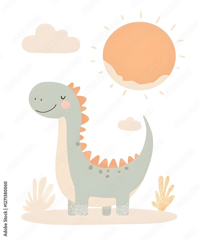 Naklejka premium Illustration of a little smiling dinosaur