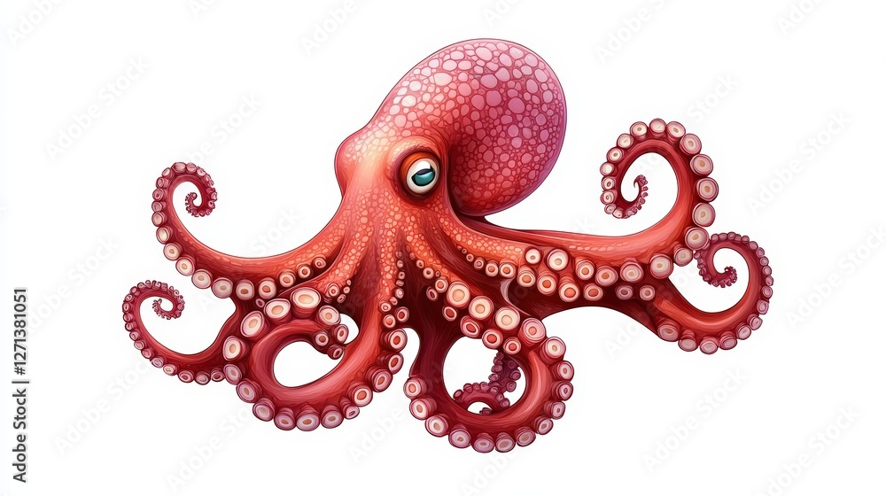 Obraz premium A vibrant, colorful octopus with intricate textures and patterns, showcasing its beauty and uniqueness in marine life.