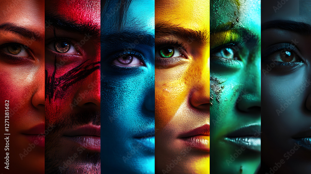 Obraz premium collage of people with painted face