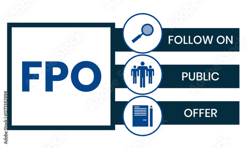 FPO - follow on public offer. acronym business concept. vector illustration concept with keywords and icons. lettering illustration with icons for web banner, flyer, landing page