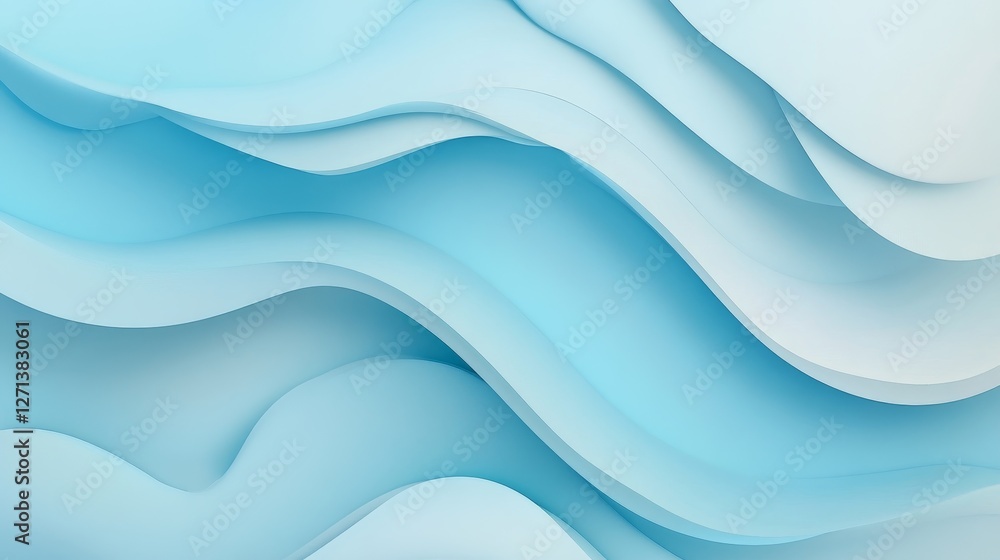 Fototapeta premium Abstract Waves in Soft Blue Tones with Fluid Shapes and Depth