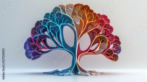 Abstract tree of knowledge with branches representing different fields of study and expertise, symbolizing the diversity and breadth of education.
