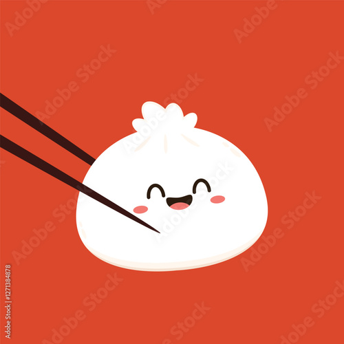 Chinese Steam Bun illustration vector. Asian food vector illustration. Baozi or bao is Chinese food.
