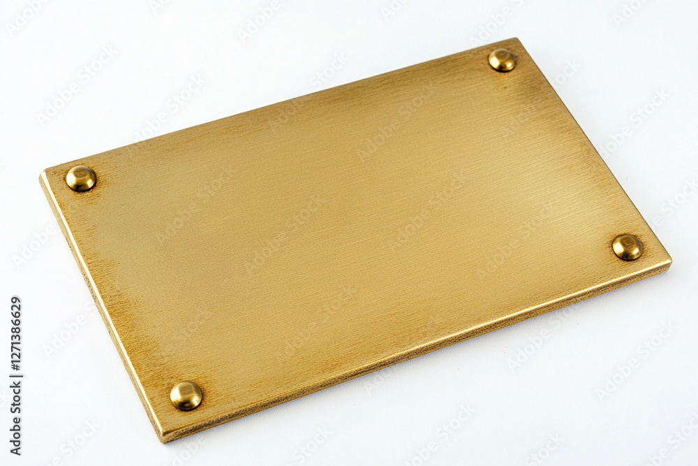Blank golden plaque ready for engraving or labeling Blank golden plaque ready for engraving or labeling