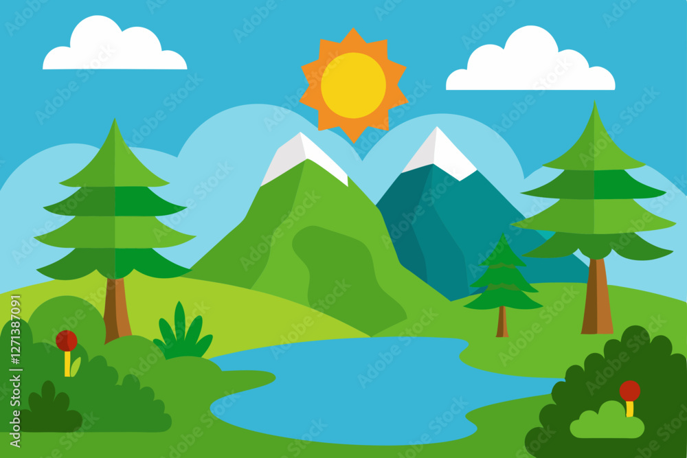 Fototapeta premium landscape with trees and mountains