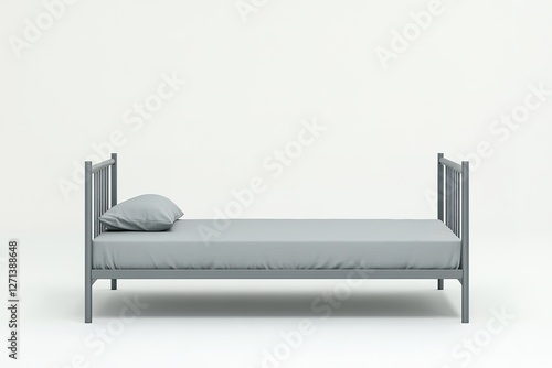 Sleek Minimalist Metal Bed Frame: Modern Design, Straight Lines, Two-Inch Tubing, Simple Elegance, Perfect for Contemporary Bedroom Decor, Industrial Chic Style, Metal Furniture, Bedroom Essentials,  
