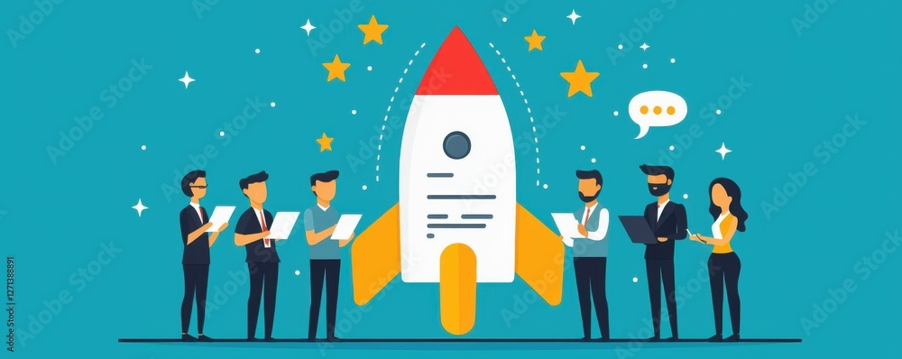 Brainstorming is a process of gaining perspective. Team celebrating rocket launch concept Brainstorming is a process of gaining perspective. Team celebrating rocket launch concept