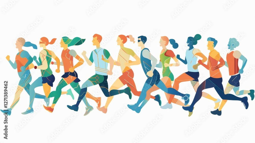 Obraz premium flat design illustration of runners in a marathon