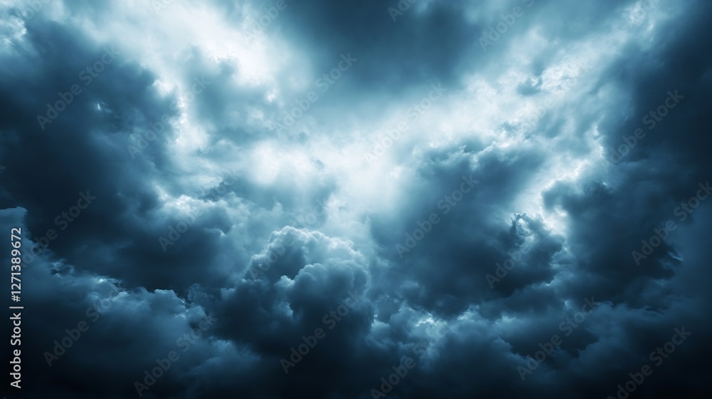 Fototapeta premium Moody and intense atmosphere with stormy clouds filling the sky on a dark day : Generative AI
