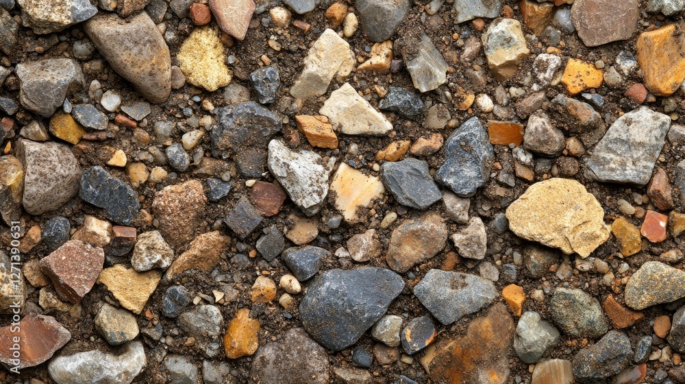 Colorful Gravel Texture Background A Close-Up View of Mixed Stones and Soil Colorful Gravel Texture Background A Close-Up View of Mixed Stones and Soil