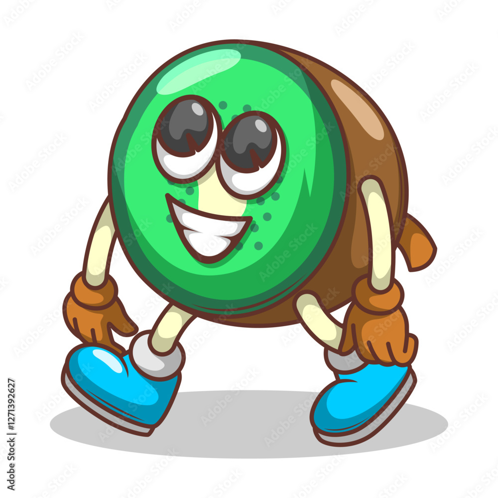 Obraz premium Funny doodle fruit cartoon with cute expression