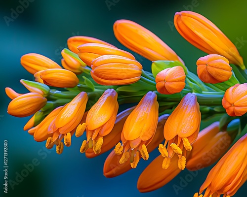 Close-up orange flower cluster in garden setting