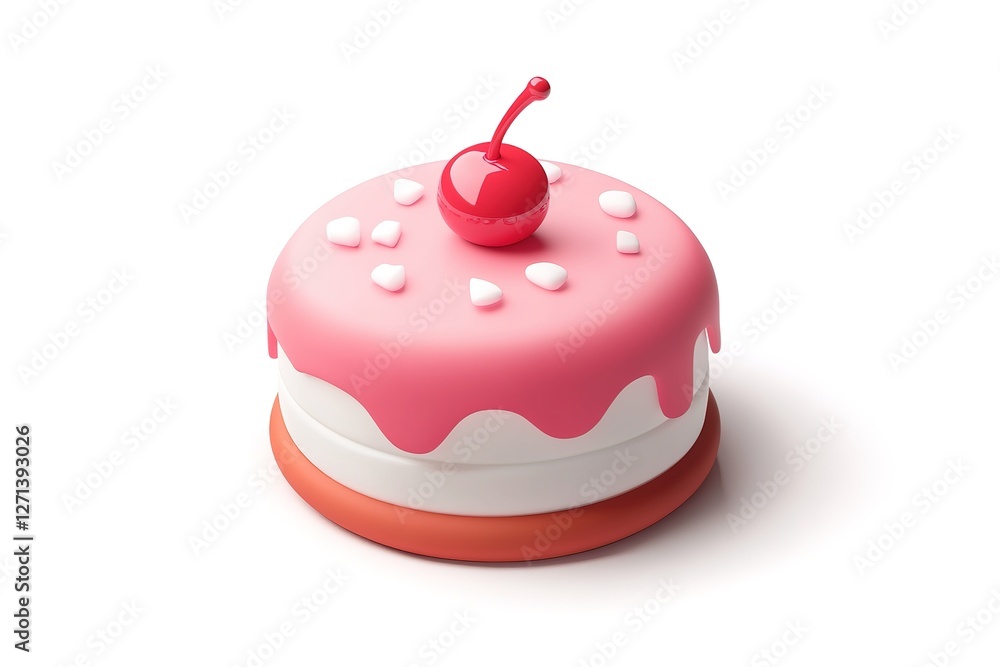 Adorable Pink Cake Icon: Sweet Pastry Design Element for Websites, Apps, and Social Media. Perfect for bakeries, dessert shops, and food blogs. A charming, whimsical illustration ideal for branding, Adorable Pink Cake Icon: Sweet Pastry Design Element for Websites, Apps, and Social Media. Perfect for bakeries, dessert shops, and food blogs. A charming, whimsical illustration ideal for branding,