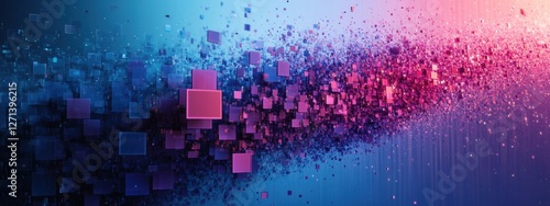 Abstract Digital Data Stream:  A vibrant visualization of flowing information and digital transformation