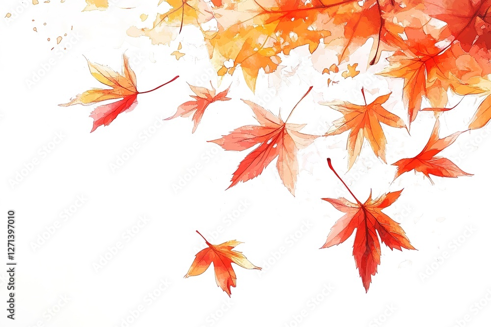 Vibrant Autumn Maple Leaf: Red and Orange Hues on Pure White Background. Perfect for fall-themed designs, seasonal greetings, nature illustrations, and autumnal branding. A stunning, high-resolution Vibrant Autumn Maple Leaf: Red and Orange Hues on Pure White Background. Perfect for fall-themed designs, seasonal greetings, nature illustrations, and autumnal branding. A stunning, high-resolution