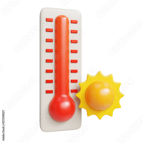 Foto High temperature thermometer 3d render illustration on transparent background