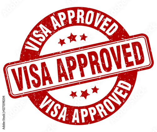 visa approved stamp. visa approved label. round grunge sign