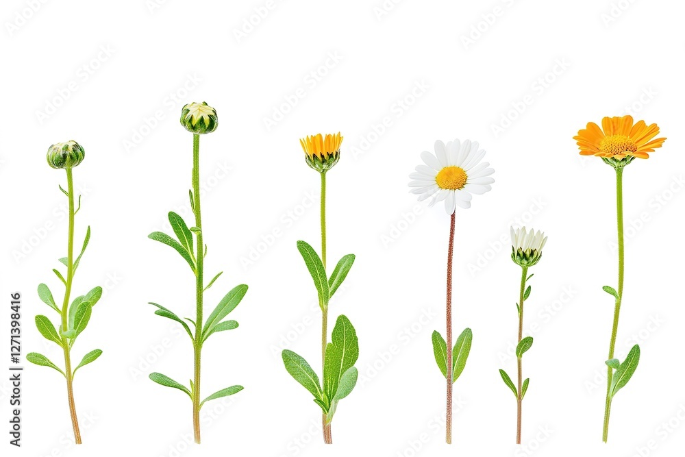 Daisy Life Cycle: From Bud to Bloom - A Stunning Photographic Journey Through Nature's Exquisite Transformation. Witness the captivating stages of growth, from tightly furled bud to radiant, fully Daisy Life Cycle: From Bud to Bloom - A Stunning Photographic Journey Through Nature's Exquisite Transformation. Witness the captivating stages of growth, from tightly furled bud to radiant, fully