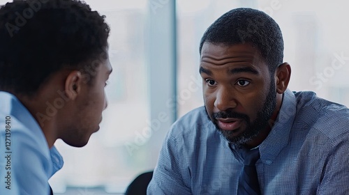 an image of a mentor guiding a mentee in a professional setting.