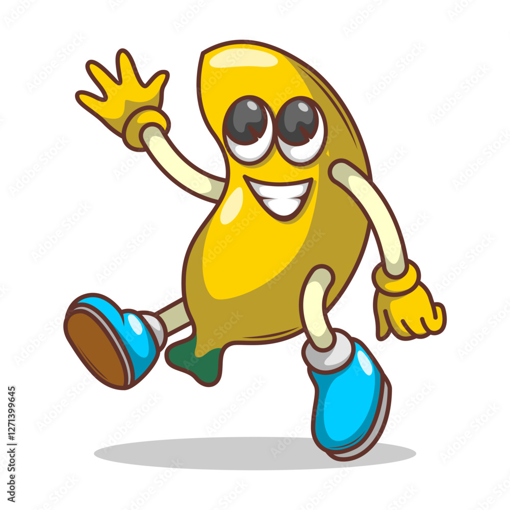 Obraz premium Funny doodle fruit cartoon with cute expression