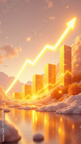 Financial Growth Meteoric Rise Cityscape Illustration