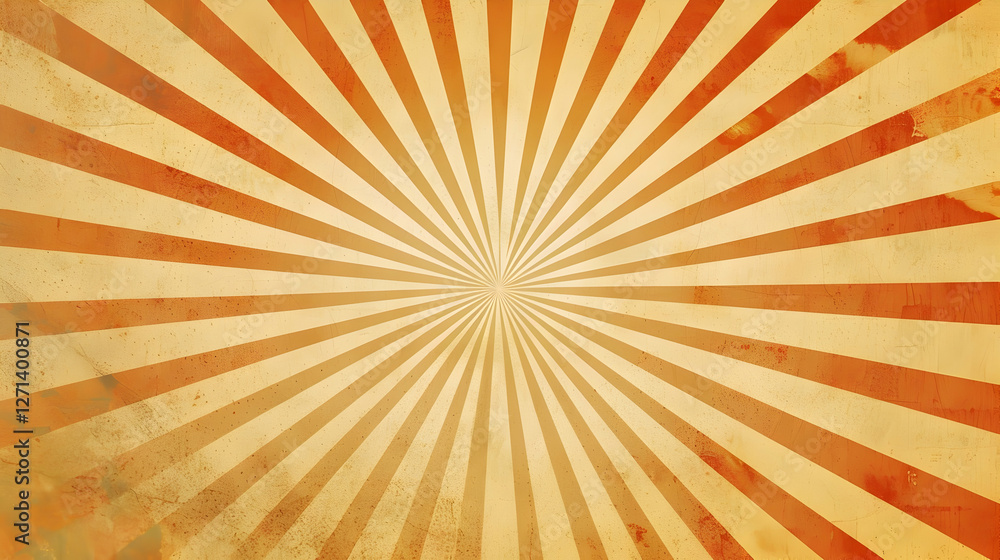 Fototapeta premium Radiant vintage background with sunburst pattern in warm orange and yellow tones