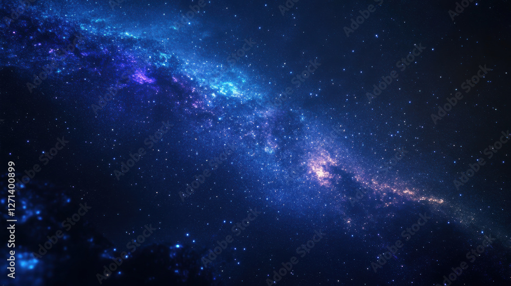 A stunning cosmic scene with a variation of the Milky Way, featuring deep indigo and violet tones