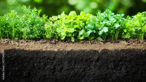 Wallpaper Mural Cross-Section of Rich Soil with Growing Herbs and Vegetables Torontodigital.ca