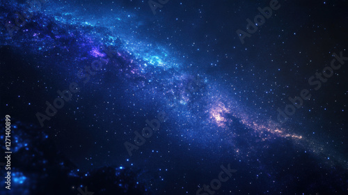 Obraz na płótnie A stunning cosmic scene with a variation of the Milky Way, featuring deep indigo and violet tones w salonie