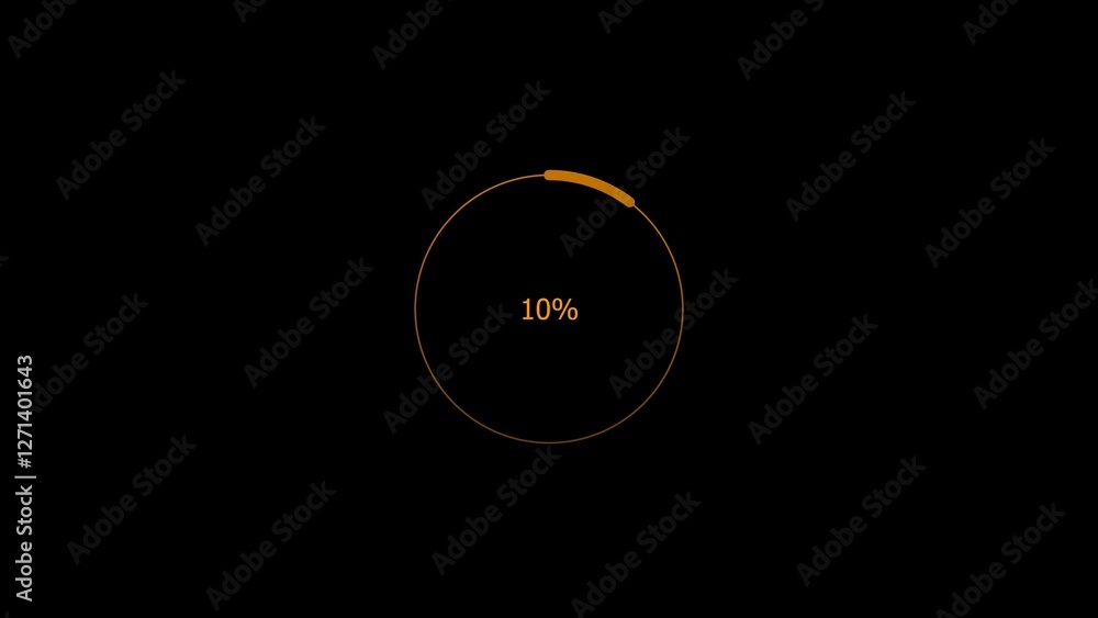 Abstract 10% number percent circle loading pie chart circle modern design orange color 4k illustration. Abstract 10% number percent circle loading pie chart circle modern design orange color 4k illustration.