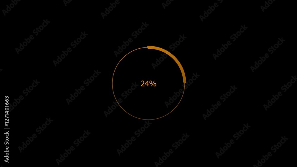 Abstract 24% number percent circle loading pie chart circle modern design orange color 4k illustration. Abstract 24% number percent circle loading pie chart circle modern design orange color 4k illustration.