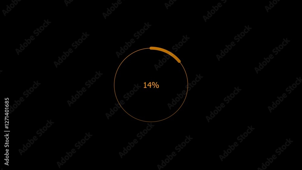 Abstract 14% number percent circle loading pie chart circle modern design orange color 4k illustration. Abstract 14% number percent circle loading pie chart circle modern design orange color 4k illustration.
