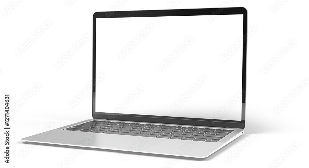 Modern laptop computer screen isolated on transparent background