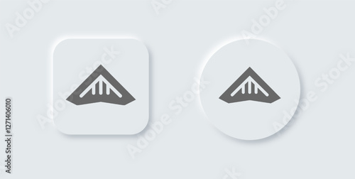 Glider solid icon in neomorphic design style. Fly signs vector illustration.