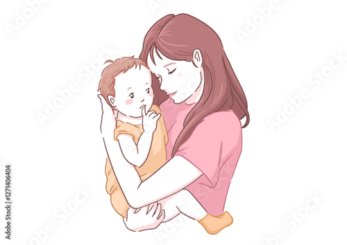 Obraz na płótnie Mother Hugging Baby – Gentle Love and Sense of Security w salonie