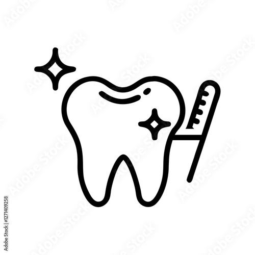 Tooth Dental Care Icons – Oral Hygiene, Dentist Tools & Healthy Teeth Symbols