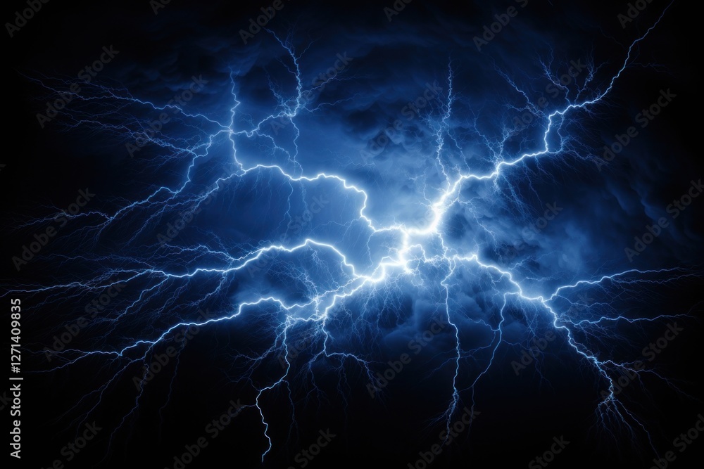 Electrifying blue lightning storm sky Electrifying blue lightning storm sky