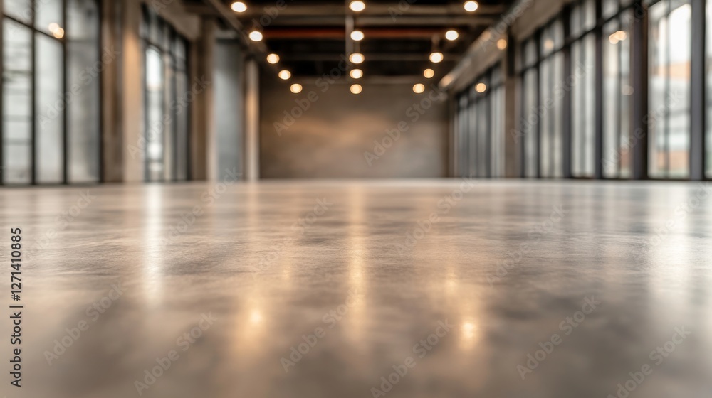 Empty modern office space with polished concrete floor Empty modern office space with polished concrete floor