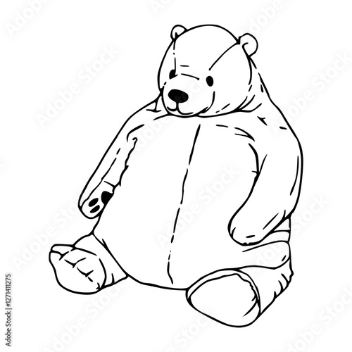 sitting big teddy bear outline