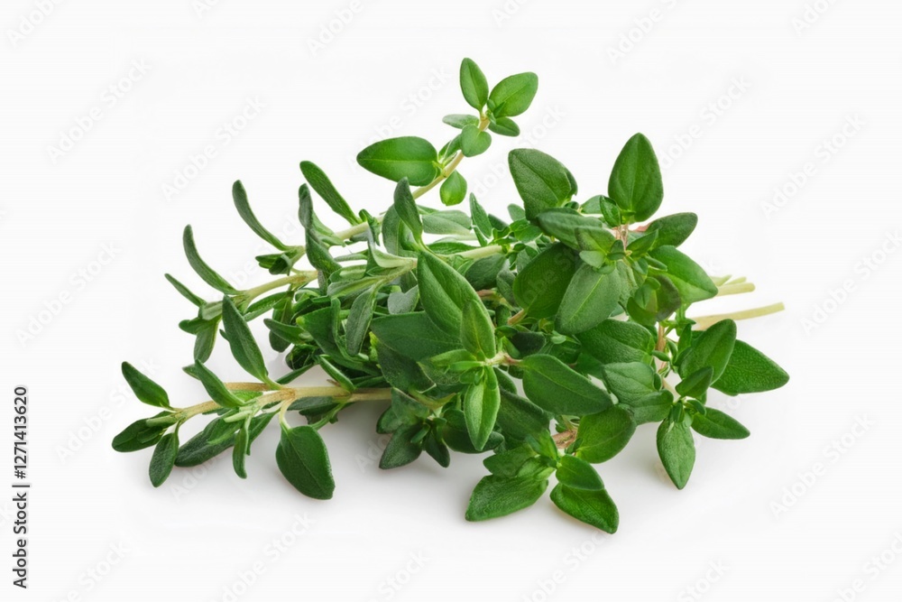 Sprig of thyme isolated on a white background with clapping path full of depth of field Sprig of thyme isolated on a white background with clapping path full of depth of field