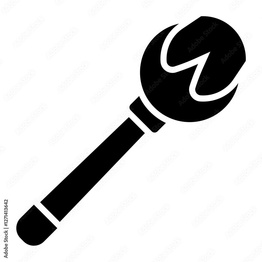 Traditional magic wand glyph icon with a simple orb tip Traditional magic wand glyph icon with a simple orb tip