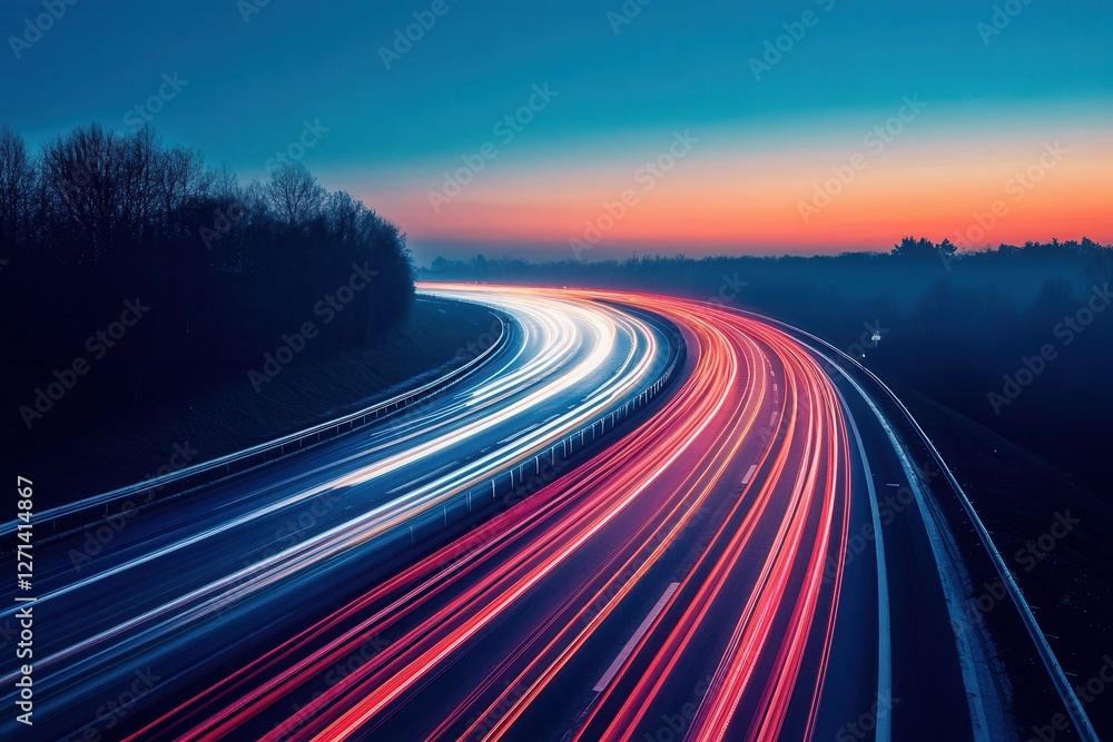 Abstract light trails . A long exposure photograph capturing the vibrant lights of a highway at night, showcasing streaks of moving vehicles. Abstract light trails . A long exposure photograph capturing the vibrant lights of a highway at night, showcasing streaks of moving vehicles.