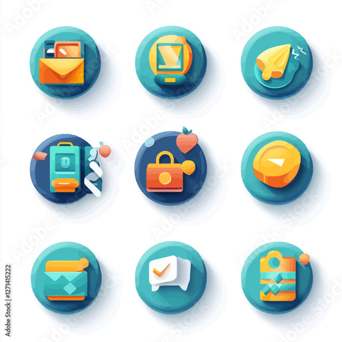 Business Icon Set Illustration for Digital Communication and Productivity