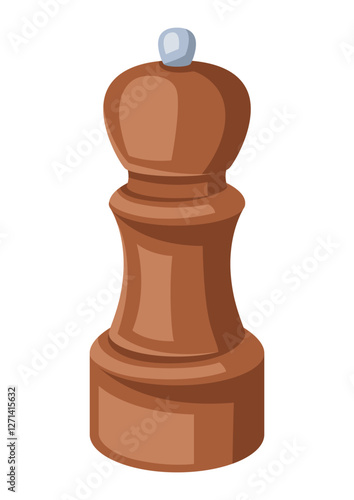 Illustration of pepper mill. Stylized kitchen object for cooking recipe and menu.