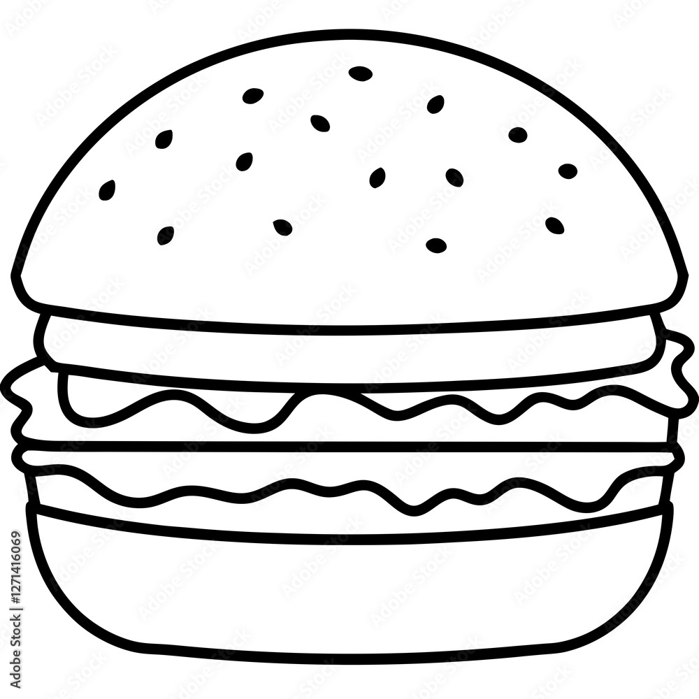 Stylized Burger Line Art Concepts Stylized Burger Line Art Concepts