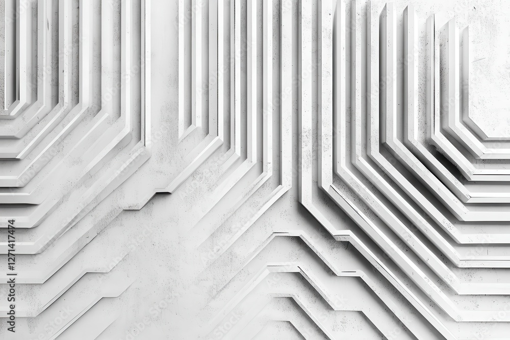 Fototapeta premium Abstract grey circuit line technology pattern on white background, Abstract black and white background featuring dynamic shapes and textures, creating a visually striking composition.