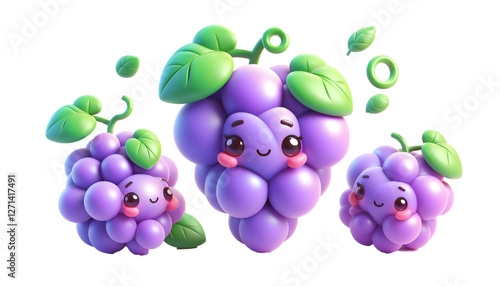 Cute 3d grape design isolated on white background