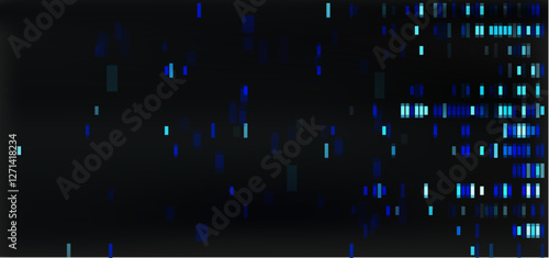 DNA sequence map with genetic data pattern. Abstract chromosome visualization for medical test and analysis. Science and biology bg graphic design with x and y genome evolution. Glitch wallpaper.